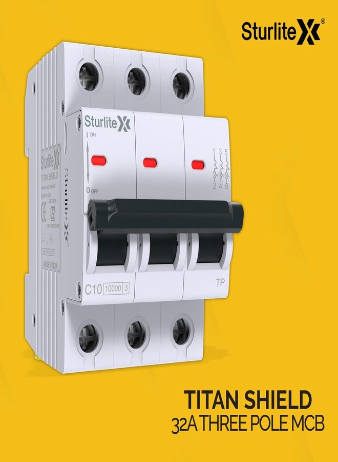 Sturlite Titan Shield 32A Three Pole MCB| Overload & Surge Protection| 10-Year Warranty| Durable Polycarbonate Housing| C-Curve Tripping| 32A Breaking Capacity - Image 3